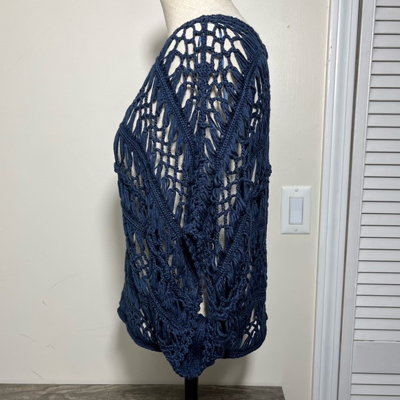 🎉 HP 🎉 Sans Souci Navy Loose Knit Oversized Dolman Style Blouse, Size S - Picture 4 of 9